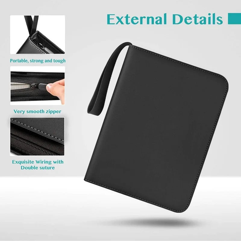 900-Pocket Zippered PU Card Binder – Portable Album for Trading, Baseball & Football Cards