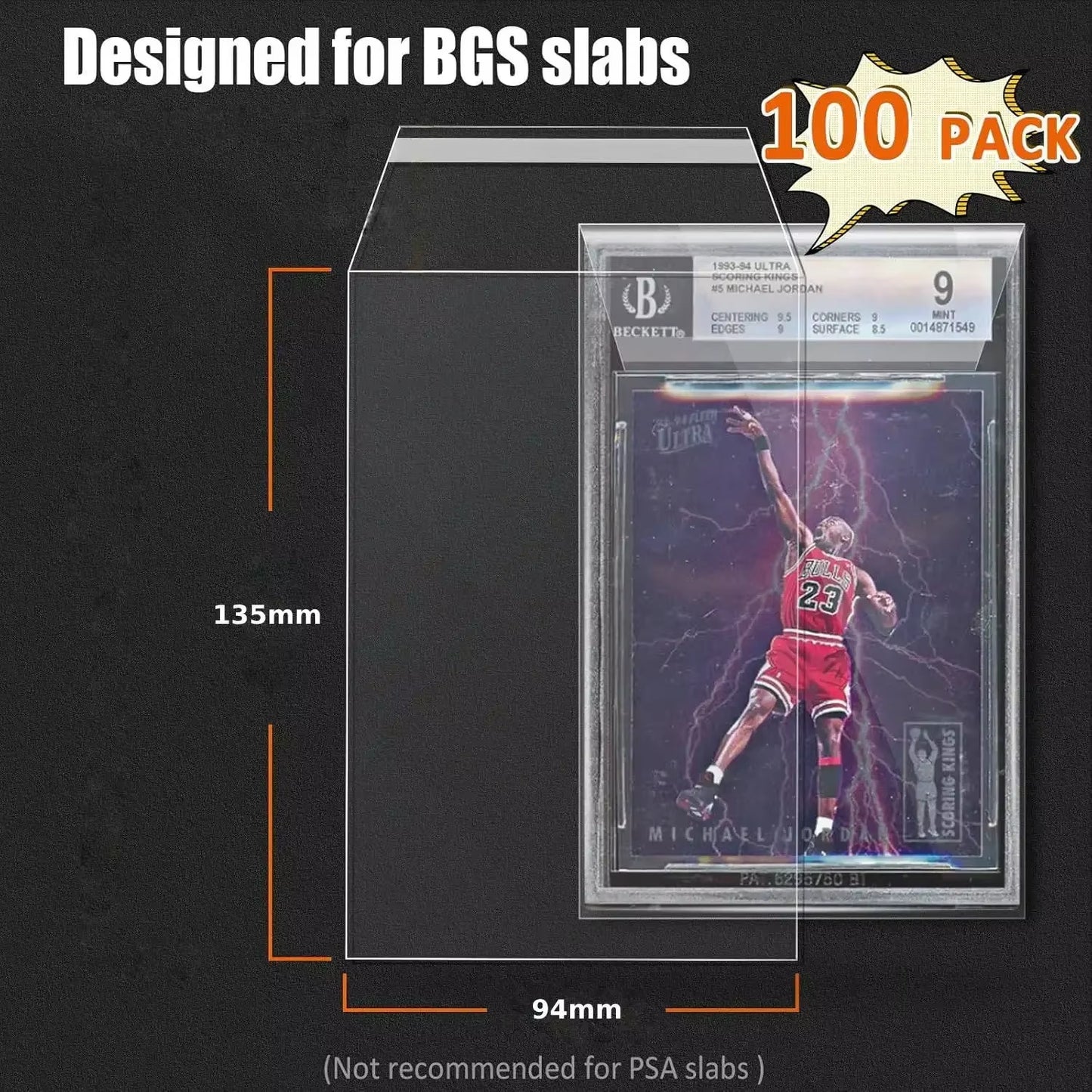100pcs Graded Card Sleeves – Ultra Protection for PSA/BGS Cards